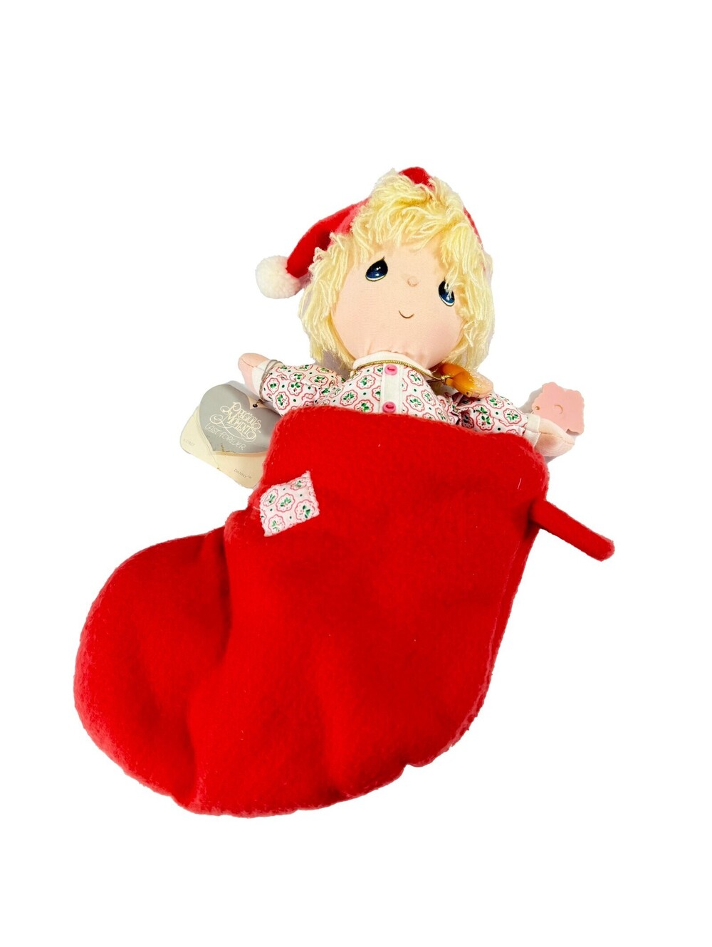 1986 Precious Moments Danny doll in stocking with locket Applause #21027 Vintage